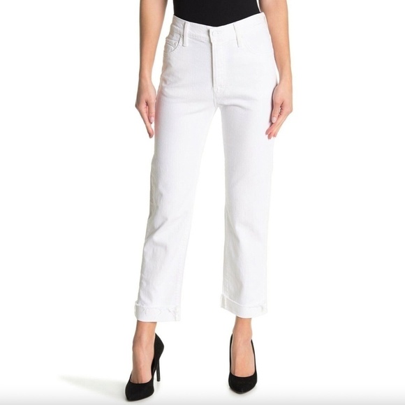 MOTHER ‘The Scrapper Cuff Ankle Fray’ White Jeans - Picture 1 of 14